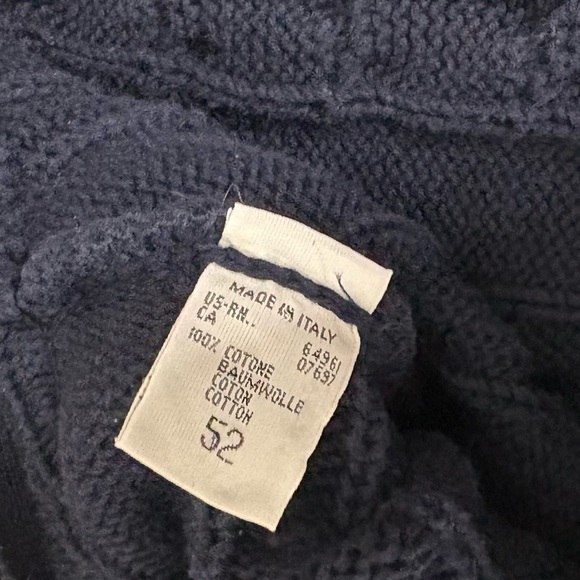 United Colors Of Benetton Mens Size 52 Navy Blue Cable Knit Cardigan Preppy - Picture 5 of 6